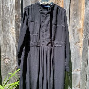 Vera Wang Black Dress with White Stitching: Sheer: XL